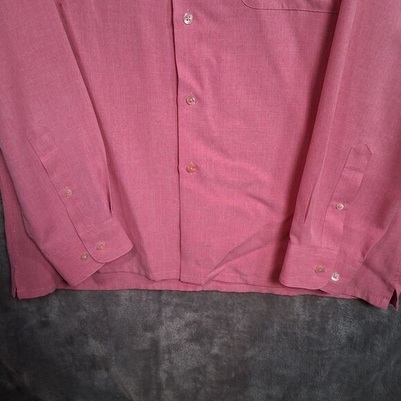 Bugatchi Dress Shirt Sz Medium Pink Pastel Long Sleeve Button Up Rayon Polyester - Picture 3 of 7